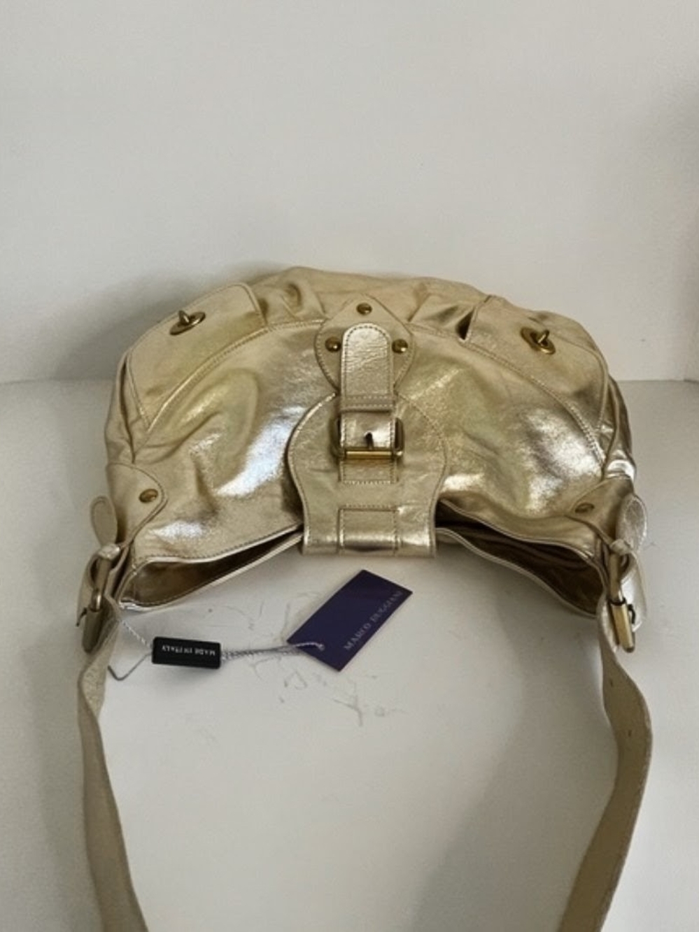 Metallic Gold Shoulder Bag by Marco Buggiani - Picture 8 of 9